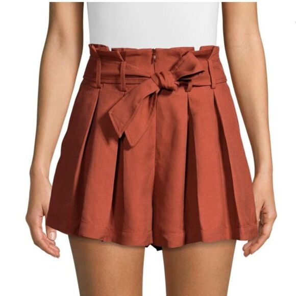 Sandro Paris High Waisted Eddi Paperbag Pleated Shorts - Picture 1 of 7